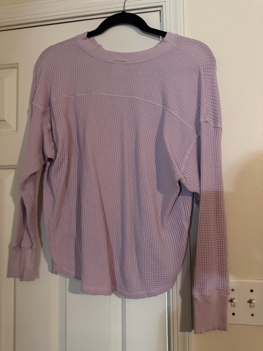 aerie Lavender Waffle-Knit Long Sleeve Tee